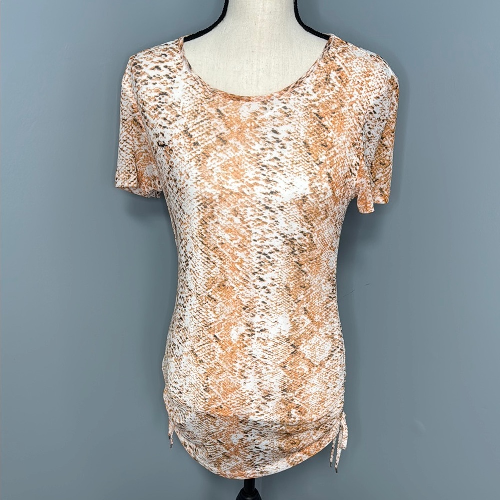 Calvin Klein Women's Orange Snake Print Tie Side Top Sz M